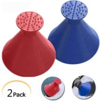 2 Pcs Ice Scraper Scrape Round Magic Cone Shaped Ice Scraper Snow Shovel Tool for Car Windshield Windscreen (Blue,Red)