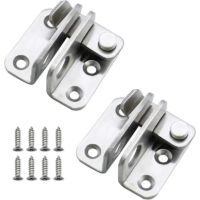 2 Piece Door Latch Straight Open Hasp Padlock Door Bolt Small Antitheft Stainless Steel Latch with 8 Tiny Screws Padlock Clasp Applicable to Various