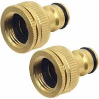 2 Piece Garden Brass Tap Connector Adapter 1/2 Inch 3/4 Inch 2-in-1 Female To Grooved