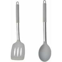 2 Piece Kitchen Utensil Set, Heat Resistant Cooking Utensils, Stainless Steel Handle Leaking Shovel + Thick Spoon
