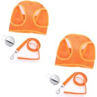 2-Piece Pet Harness Vest Mesh Leash with Breathable Bell for Guinea Pig Rabbits (Size s: Chest: 26-32cm/10.23-12.59, Orange)