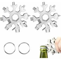 2-Piece Snow Tool Portable Snowflake Tool 18-in-1 Stainless Steel Screwdriver Bottle Opener Keychain Screwdriver Opener Multi-function Adventure