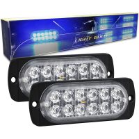 2 Pieces 4.3 inch 12 led strobe light bar, 12v 24v flashing beacon police trailer lights, blue