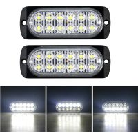 2 Pieces 4.3 inch 12 led strobe light bar, 12v 24v flashing beacon police trailer lights, white light