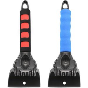 2 Pieces Car Ice Scraper, Car Window Scraper Combo, Ice Breaker and Snow Shovel, Car Snow Shovel, Foam Handle, Compact Windshield Scraper