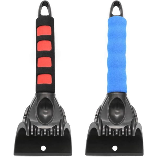 2 Pieces Car Ice Scraper, Car Window Scraper Combo, Ice Breaker and Snow Shovel, Car Snow Shovel, Foam Handle, Compact Windshield Scraper