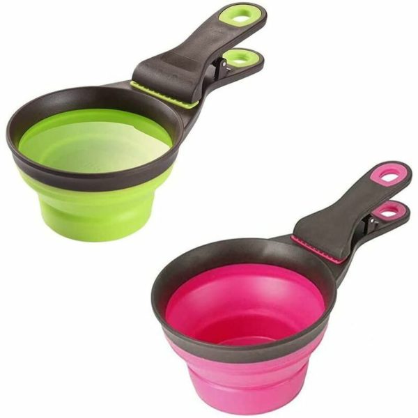 2 Pieces Collapsible Food Spoon, Silicone Measuring Spoon, Pet Food Shovel, for Vacation, Camping, Home