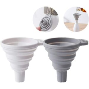 2 Pieces Collapsible Funnel, Kitchen Funnel, Heat Resistant Silicone Collapsible Funnels, Portable Silicone Telescopic Funnel, for Transferring