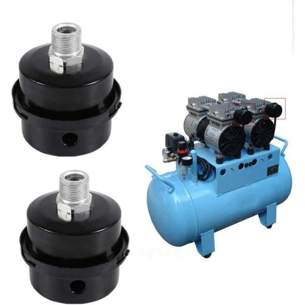 2 Pieces Compressor Metal Air Filter, 1/2 20MM Air Compressor Muffler, Air Compressor Silencer Filter, Air Compressor Intake Filter, for Oil Free Air