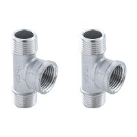 2 Pieces Diverter Valve, 3 Way t Shape Adapter, Stainless Steel Diverter Valve, Suitable for Diversion Water Pipes Bathroom Adjust Water Flow