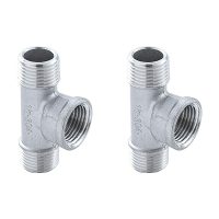 2 Pieces Diverter Valve, 3 Way t Shape Adapter, Stainless Steel Diverter Valve, Suitable for Diversion Water Pipes Bathroom Adjust Water Flow