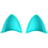 2 Pieces Helmet Cat Ears Sticker Motorcycle Ornament Accessory (Blue)