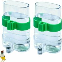 2 Pieces Parrot Pet Feeder with Cage Clip Automatic Bird Waterer Automatic Food/Water Dispenser Clear Plastic Bird Feeder for Cage