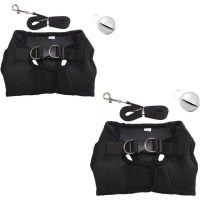 2 Pieces Pet Harness Vest Breathable Bell Mesh Leash for Guinea Pig Rabbits (Size m: Chest: 28-34 cm / 11.02-13.38, Black)