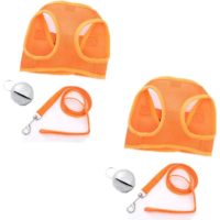 2 Pieces Pet Harness Vest Mesh Leash with Breathable Bell for Guinea Pig Rabbits (Size m: Chest: 28-34 cm/11.02-13.38, Orange)