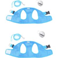 2 Pieces Pet Harness Vest Mesh Leash with Breathable Bell for Guinea Pig Rabbits (Size xl: Chest: 38-44 cm/14.96-17.32, Blue)