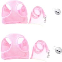 2 Pieces Pet Harness Vest Mesh Leash with Breathable Bell for Guinea Pig Rabbits (Size xl: Chest: 38-44 cm/14.96-17.32, Pink)