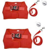2 Pieces Pet Harness Vest Mesh Leash with Breathable Bell for Guinea Pig Rabbits (Size xl: Chest: 38-44 cm/14.96-17.32, Red)