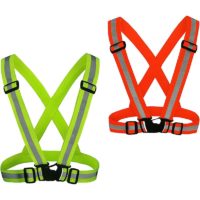 2 Pieces Reflective Vest Safety Fluorescent Harness Adjustable High Visibility Armband for Cycling Running Walking Jogging Motorcycle thsinde