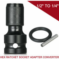 2 Pieces Socket Adapter 1/2 Square to 1/4 Hex Telescopic Socket Adapter Ratcheting Hex Socket Wrench for Impact Ratchet Screwdriver Bits