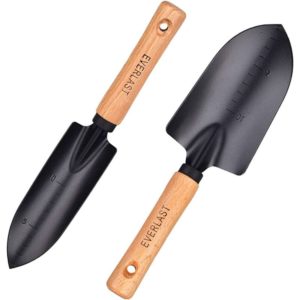 2 Pieces of Stainless Steel Garden Shovel for Kids Black Weed Remover