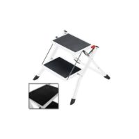 2 Step mini Ladder Lightweight Safety Non Slip Mat Heavy Duty Steel Folding Portable Kitchen Stool Caravan Home Garden Tool diy Multi Use 150kg Max