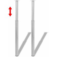 2 Telescopic Table Legs Brushed Nickel 710 mm-1100 mm vidaXL - Silver