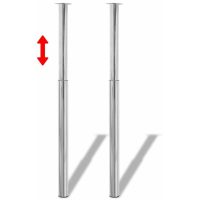 2 Telescopic Table Legs Chrome 710 mm-1100 mm