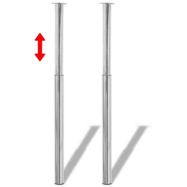 2 Telescopic Table Legs Chrome 710 mm-1100 mm