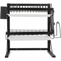 2-Tier Dish Drying Stainless Steel Rack - Black