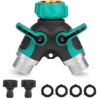 2-Way Distributor Hose Splitter Y-Distributor 3/4" Garden Hose Connector with 2 Outlets 26.5 mm Valves Adjustable and Lockable Water Flow 2