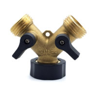 2 Way Garden Brass Hose Diverter, Y Valve Hose Diverter, Irrigation Heavy Duty Faucet Diverter