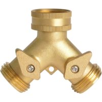 2 Way Garden Hose Splitter, Hose Connector, Heady Duty Solid Brass Shut Off Valve