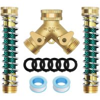 2 Way Garden Hose Splitters 3/4'' Y Way Connector Faucet Diverter Tap Hose Connector Hose Pipe Splitter with 2 Individual On-Off Switch 2 Extension