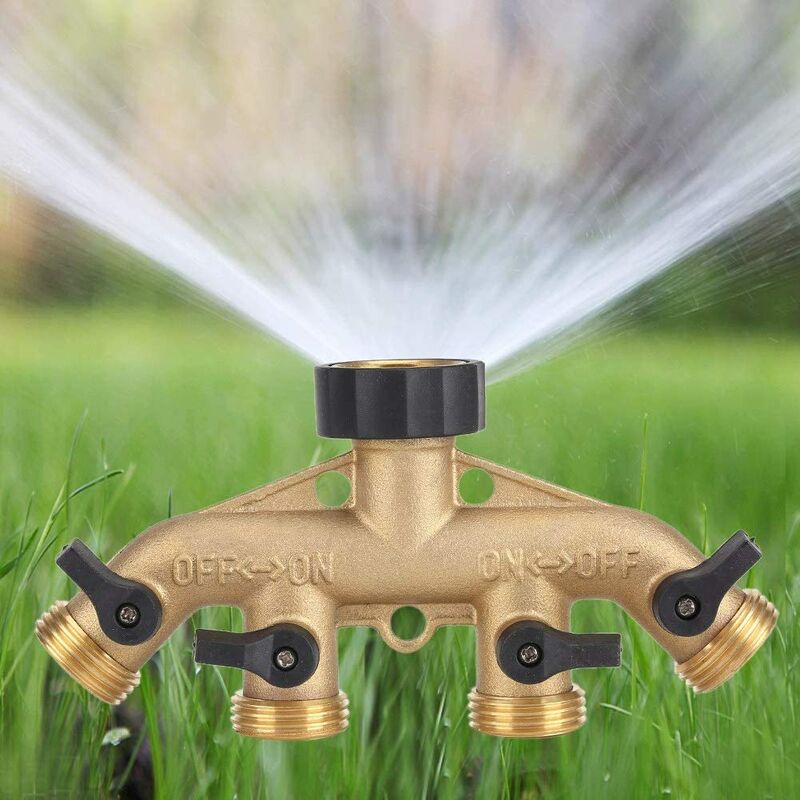 2 Way Heavy Duty Brass Garden Tap Splitter, 3/4 3/4 Hose Connector Adapter for Garden Irrigation(Europäisches Gewinde) (2 Way) (4 Way)