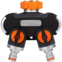 2 Way Splitter, Hose Splitter Garden Hose Splitter Adjustable and Lockable Water Flow, Distributor for Garden Irrigation(European 3/4 Thread)