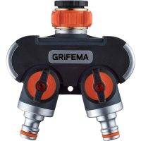 2 Way Sprinkler Distributor, Hose Divider, with Control Switch, 2 or 1 Way Water Flow Works Can Be Done at the Same Time Orange/Black