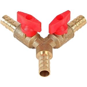2 Way Y-Distributor 10mm - with Stopcocks for Taps, Garden Hose