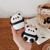 2 cute couple Panda airpods case Apple 1/2 Generation Bluetooth wireless headphone case silicone protective case