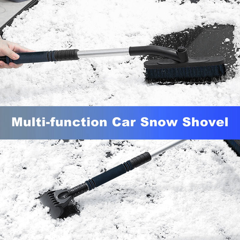 2-in-1 Car Cleaning Brush Ice Scraper Detachable Snow Shovel Brush Dust Remove Brush Auto Windshield Extendable Snow Brush, Black - Black