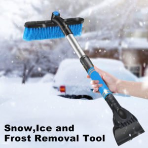 2-in-1 Car Cleaning Brush Ice Scraper Detachable Snow Shovel Brush Dust Remove Brush Auto Windshield Extendable Snow Brush, Blue - Blue