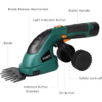 2 in 1 Cordless Grass and Hedge Trimmer, 2 Interchangeable Blades, 7.2V - Homfa