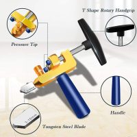 2 in 1 Glass Cutter Tool Kit,Glass Cutter Tool for Glass/Mirror/Stained Glass Cutting with 2 Extra Heads,4 Pressure Bits