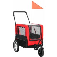 2-in-1 Pet Bike Trailer & Jogging Stroller Red and Black VDTD32722 - Topdeal