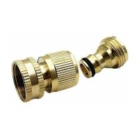 2 pack 3/4 hose connector brass quick coupling garden hose connector gold