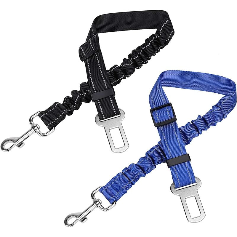 2 pack Car Seat Belt Dog Safety Harness Superior With Shock Absorption and Adjustable Elastic Carabiner, Auto Leash Clip For All Dogs and Cats Pets