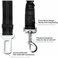 2-pack car safety harness, with shock absorption and adjustable elastic carabiner for dogs Top safety harness for all dogs and cats.