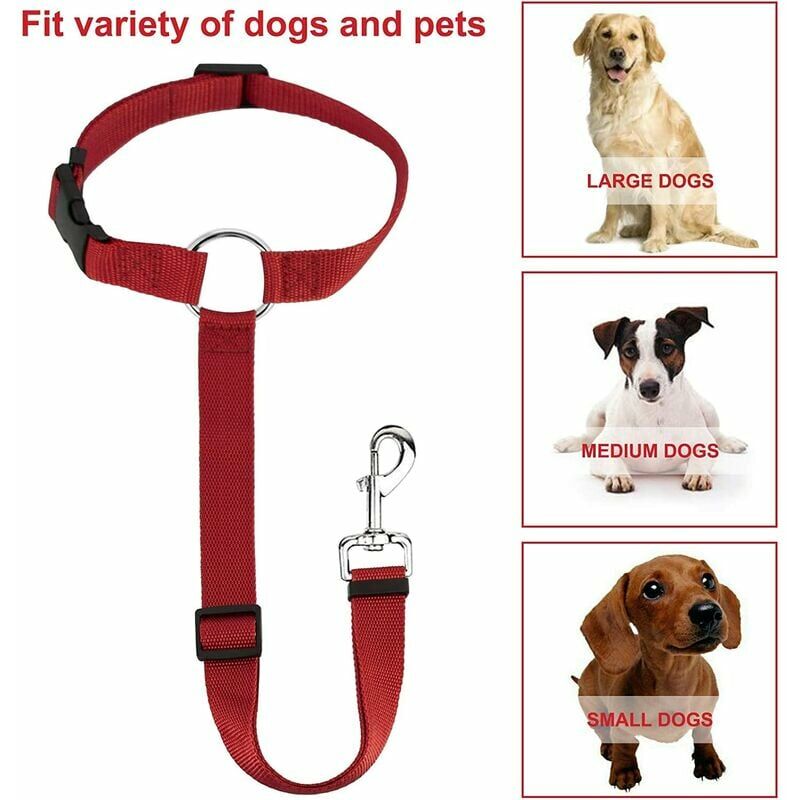 2-pack dog safety harness universal, adjustable and durable dog cat harness with carabiner, dog safety harness dog car safety harness, red
