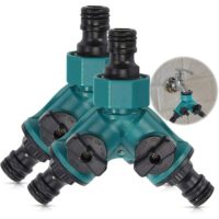 2 -way hose separator watering water tap distributor Quick connector sprinkler adapter for 3/4 garden faucet y 2 -way hose with 2 pcs stop valve