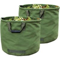 2 x 125L Heavy Duty Gardening Bag with Handles, Green Leaf Collection Bag with Military Canvas (H45cm, D54cm)